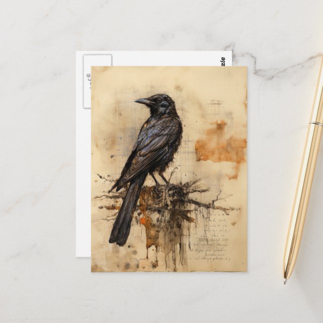 Vintage Raven Postcard (Front/Back In Situ)