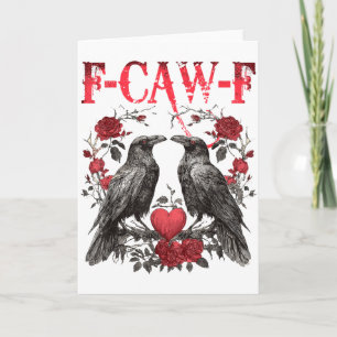Vintage Raven Rose Heart Love Happy Valentines Day Card