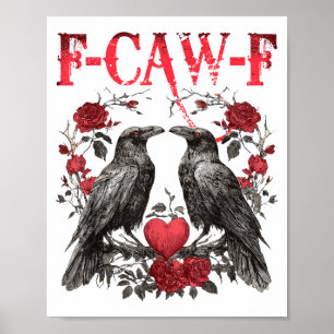 Vintage Raven Rose Heart Love Happy Valentines Day Poster