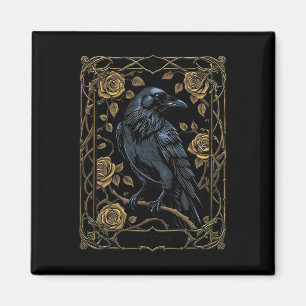 Vintage Raven Tarot Card Gothic Wiccan Pagan Witch Magnet