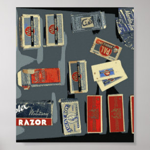 Vintage Razor Blade Brands Poster