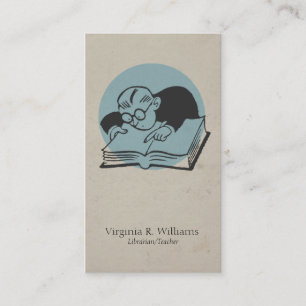 Vintage Read Books Illustration Pink Retro Circle Business Card