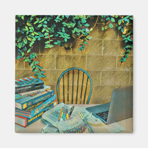 Vintage reading artwork magnet