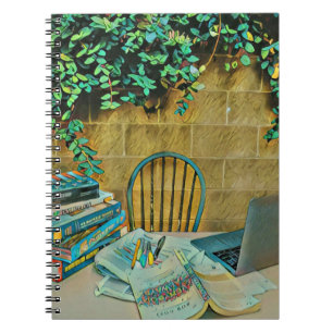 Vintage reading artwork notebook