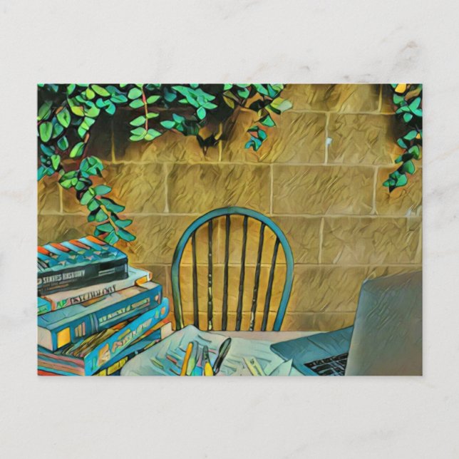 Vintage reading artwork postcard (Front)