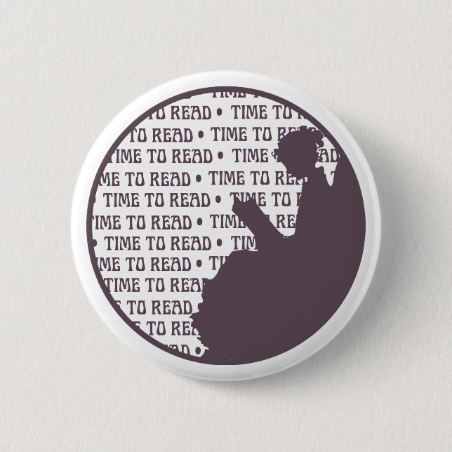 Vintage Reading Lady button for Book lovers (Front)