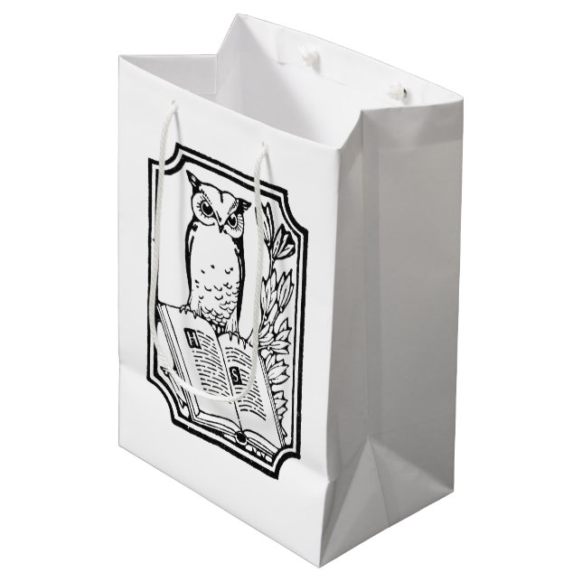 Vintage reading owl cute party bag (Front Angled)