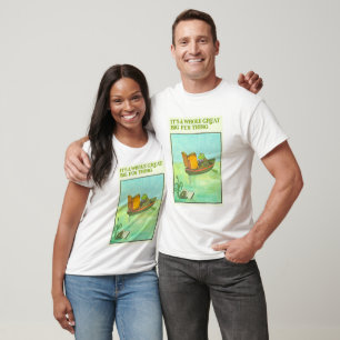 Vintage Reading Poster, Frog and Fish Illustration T-Shirt