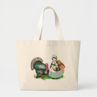 Vintage Ready For Thanksgiving Large Tote Bag