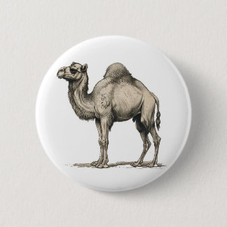 Vintage Realistic Camel Illustration-Desert Camel 6 Cm Round Badge