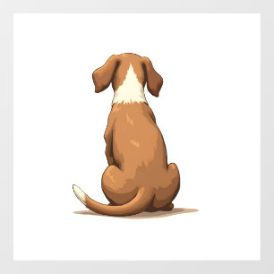 Vintage Rear View Dog Illustration Tan and White P