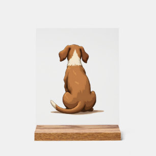 Vintage Rear View Dog Illustration Tan and White P Acrylic Sign