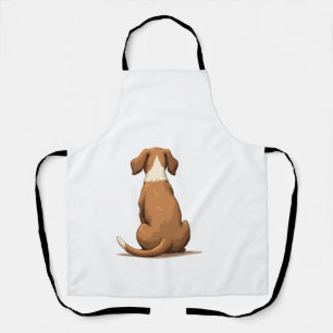 Vintage Rear View Dog Illustration Tan and White P Apron