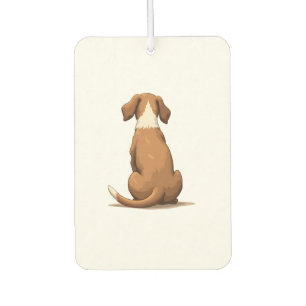 Vintage Rear View Dog Illustration Tan and White P Car Air Freshener