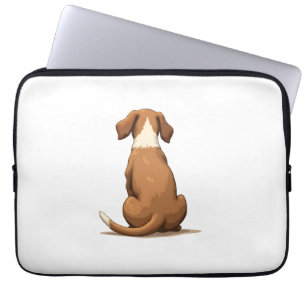Vintage Rear View Dog Illustration Tan and White P Laptop Sleeve
