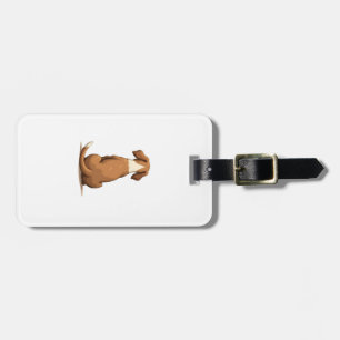 Vintage Rear View Dog Illustration Tan and White P Luggage Tag