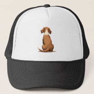 Vintage Rear View Dog Illustration Tan and White P Trucker Hat