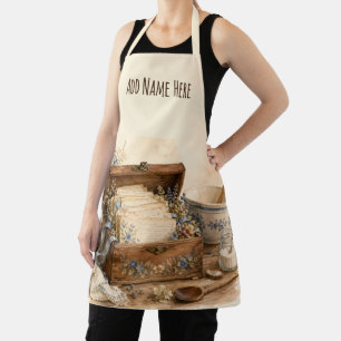 Vintage Recipe Box Cottage Kitchen Apron