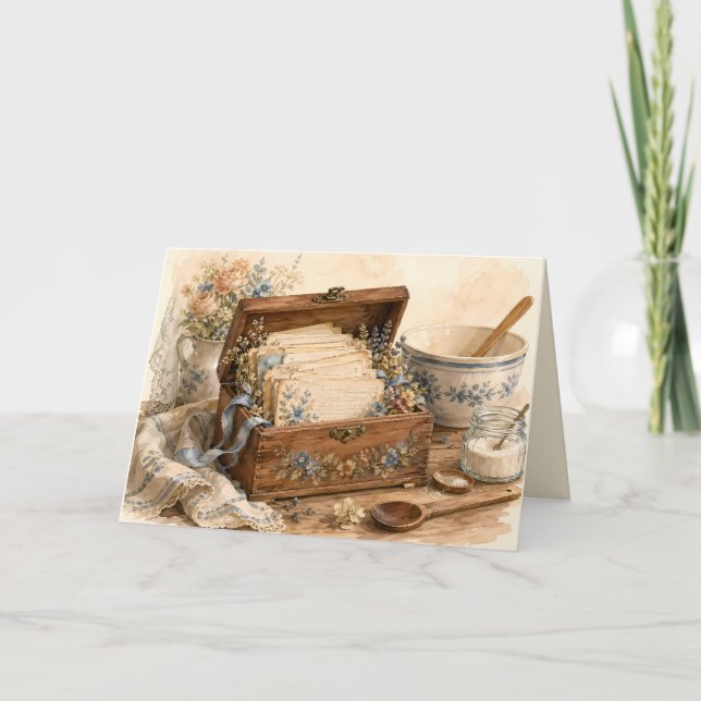 Vintage Recipe Box Cottage Kitchen Card (Front)