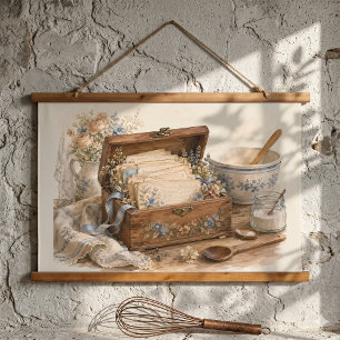 Vintage Recipe Box Cottage Kitchen Hanging Tapestry