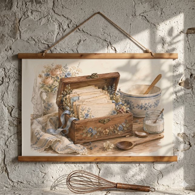 Vintage Recipe Box Cottage Kitchen Hanging Tapestry (Vintage Recipe Box Cottage Kitchen Hanging Tapestry)
