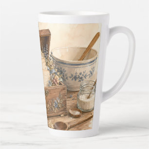 Vintage Recipe Box Cottage Kitchen Latte Mug