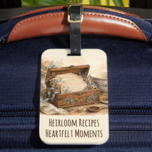 Vintage Recipe Box Cottage Kitchen Luggage Tag
