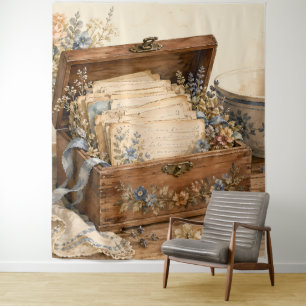 Vintage Recipe Box Cottage Kitchen Tapestry
