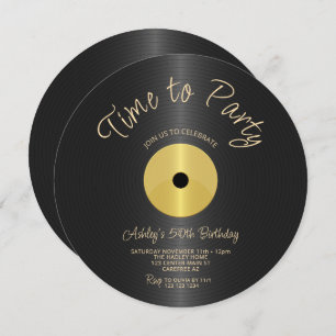 Vintage Record 50th Birthday Invitation