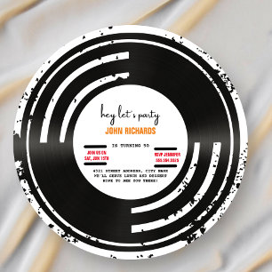 vintage record birthday invitation