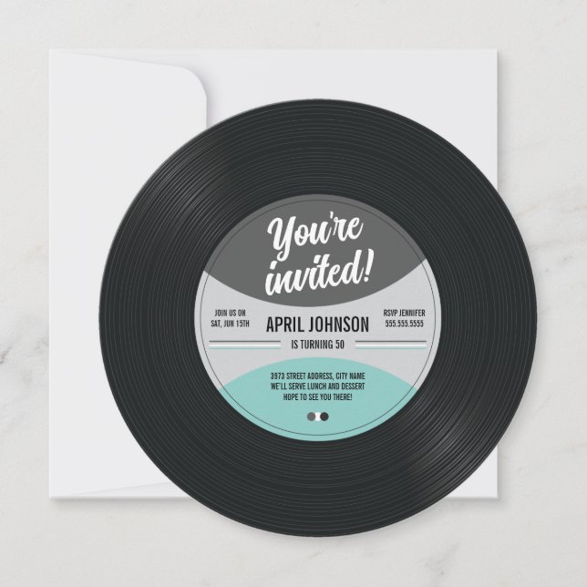 Vintage Record Birthday Invite (Front)