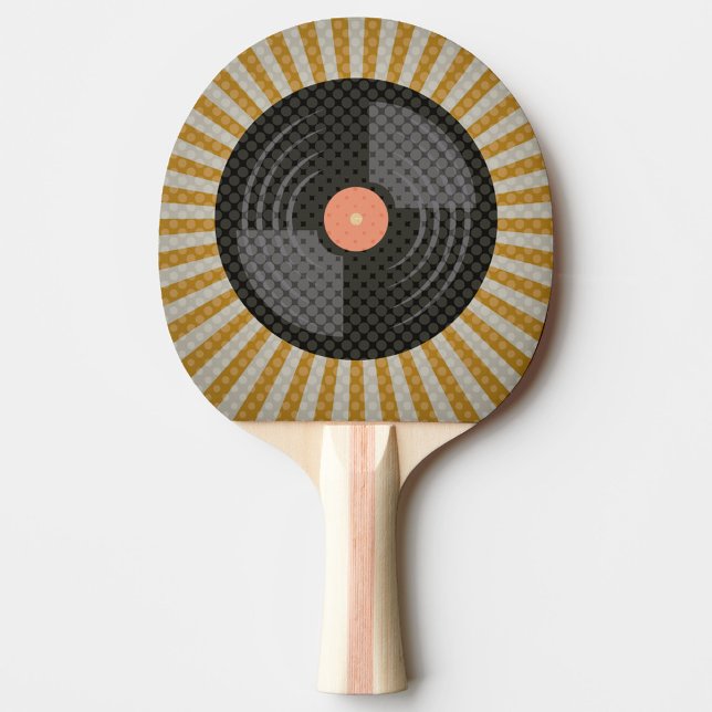 Vintage Record Ping Pong Paddle (A ping pong paddle with a design of a vinyl record in the center!)