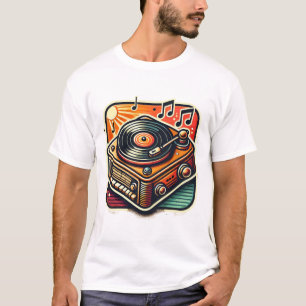 Vintage Record Player Sticker - Music Lover T-Shirt