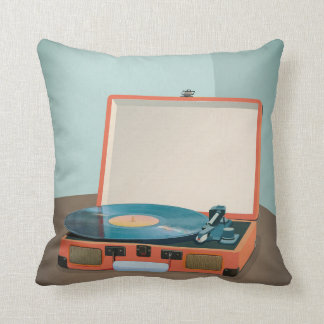 Vintage Record Player With Vinyl Record Cushion