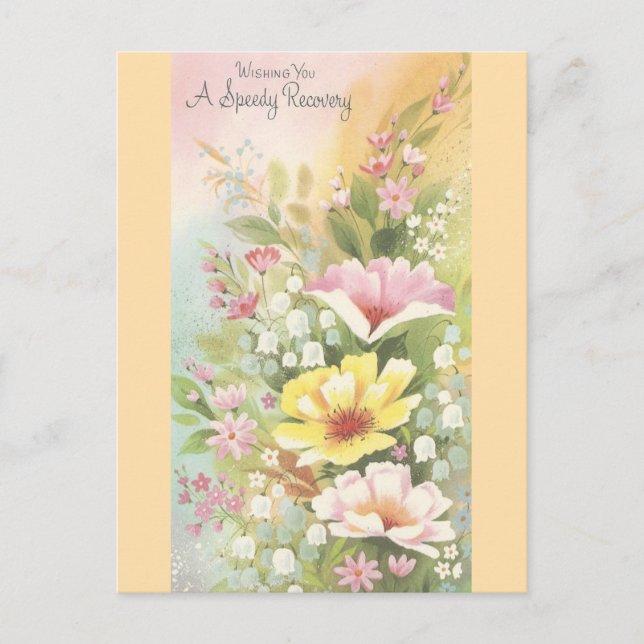 Vintage Recovery With Flowers Postcard (Front)