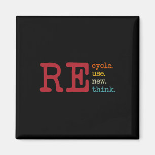 Vintage Recycle Reuse Renew Rethink Earth Day Envi Magnet