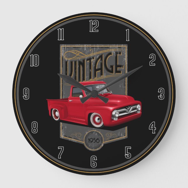 Vintage Red 1956 Truck Large Clock (Front)