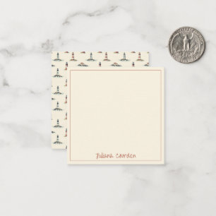 Vintage Red and Blue Lighthouses on Cream Card