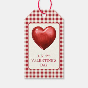 Vintage Red and Cream Gingham With Heart Gift Tags