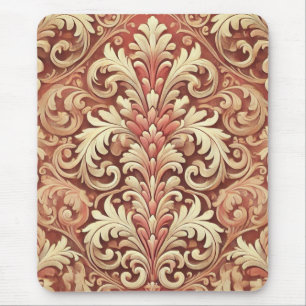 Vintage Red and Gold Damask Pattern Mouse Pad