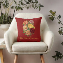 Vintage Red and Gold Ruffled Carnations with Name