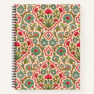Vintage Red and Green Arabic Floral Pattern Notebook