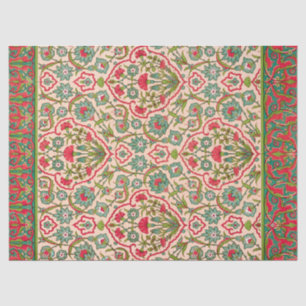 Vintage Red and Green Arabic Floral Pattern Tissue Paper