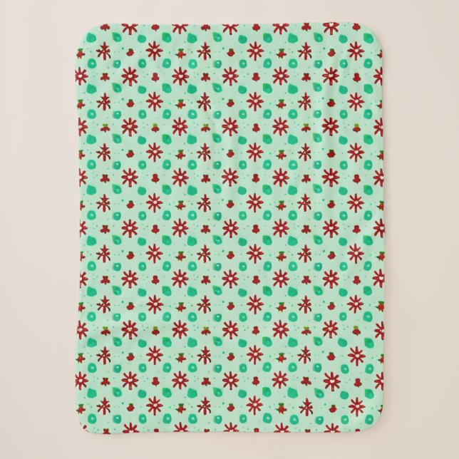 Vintage Red and Green Sherpa Blanket (Front)