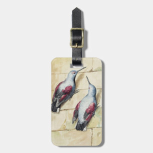 Vintage Red and Grey Bird Watercolor Art Luggage Tag