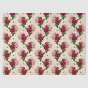 Vintage Red and Pink Floral Decoupage Tissue Paper