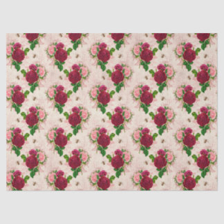 Vintage Red and Pink Floral Decoupage Tissue Paper