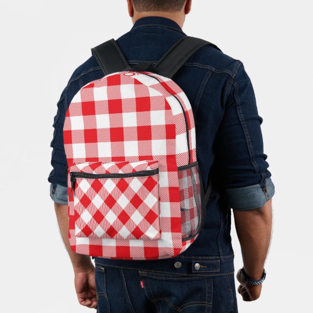 Vintage Red and White Gingham Style Backpack (Insitu (Model))