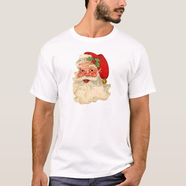 Vintage Red and White Santa Claus T-Shirt (Front)