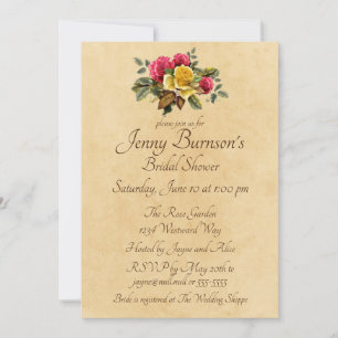 Vintage Red and Yellow Bridal Shower Invitation